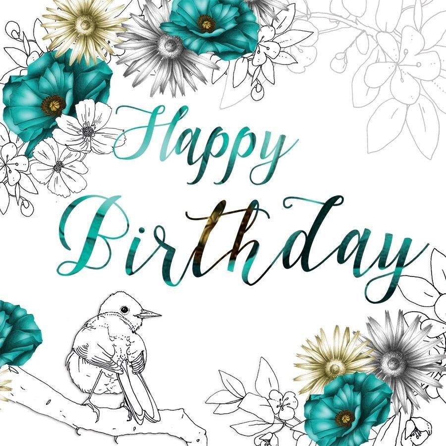 Clear Creation Karnet urodzinowy Swarovski kwadrat kwiaty (CL1408)