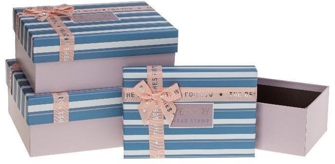 Rozette Pudełko prezentowe z kokardą 3szt paski ROZETTE