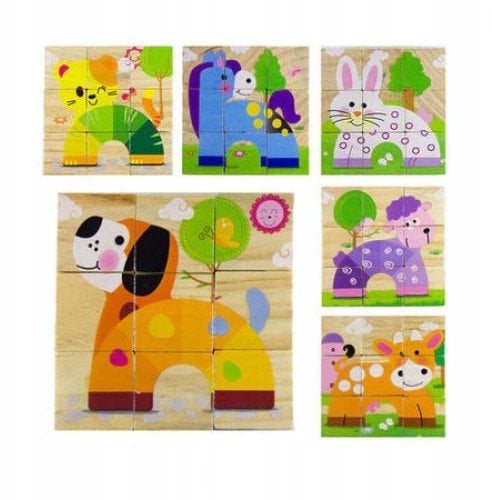 Medinė dėlionė-kaladėlės "Gyvūnai", 9 dalių