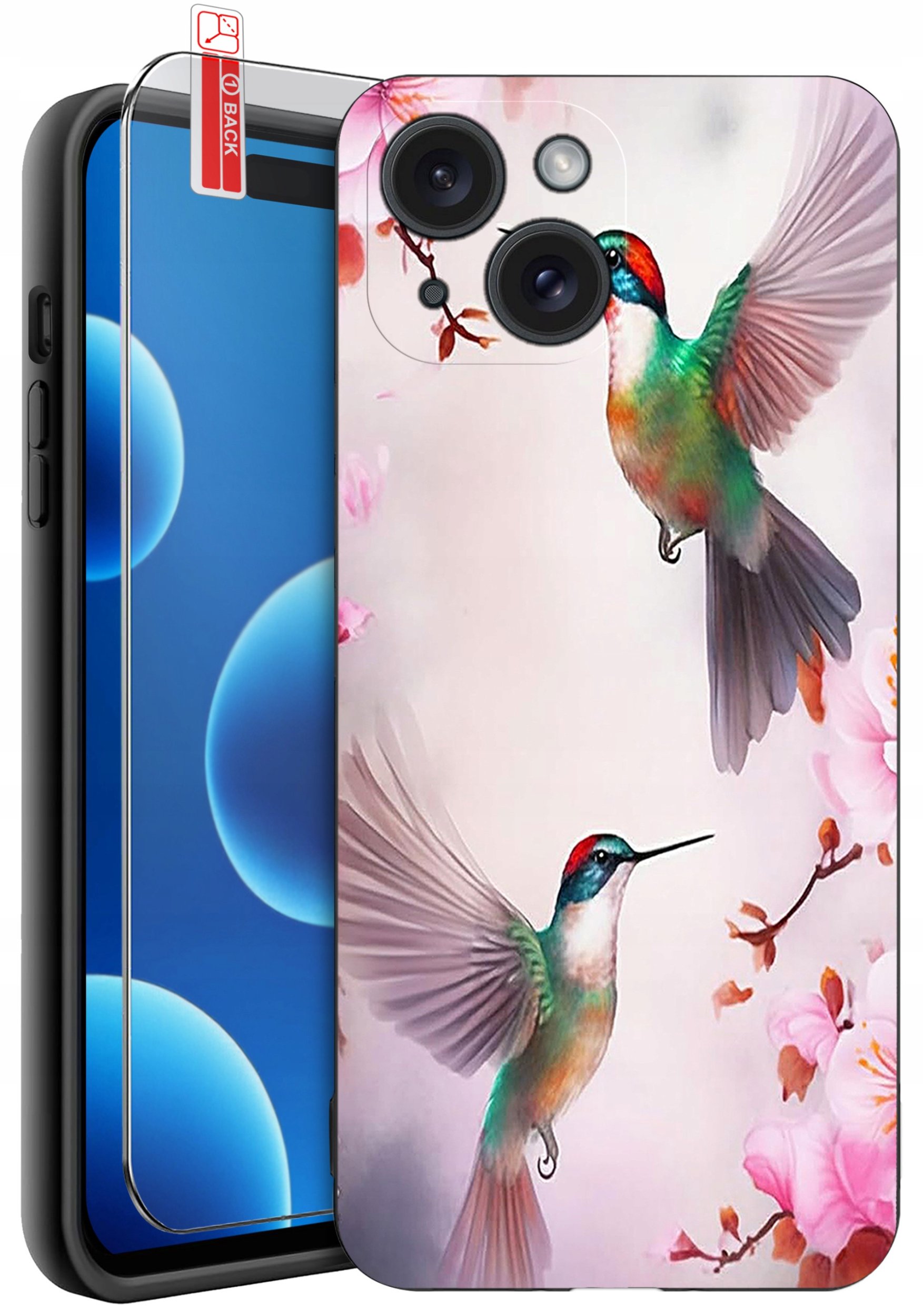 ETUI do iPhone 15 | WZORY | SILIKONOWE MATT CASE + SZKŁO 9H