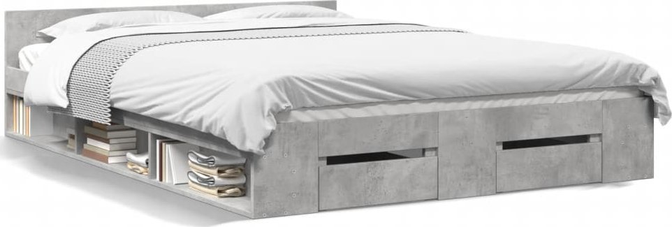 vidaXL vidaXL Rama łóżka z szufladami, szarość betonu, 140x200 cm