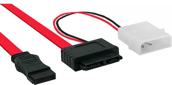 InLine SATA - SATA Slimline + Molex, 0.4m, Czerwony (29608)