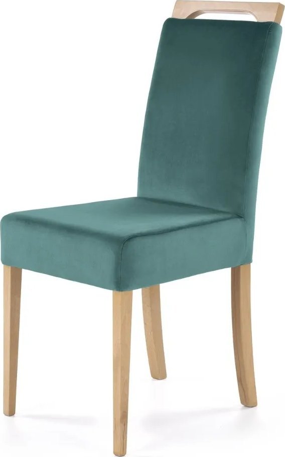 Halmar Krzesło tapicerowane CLARION zielone/dąb miodowy HALMAR