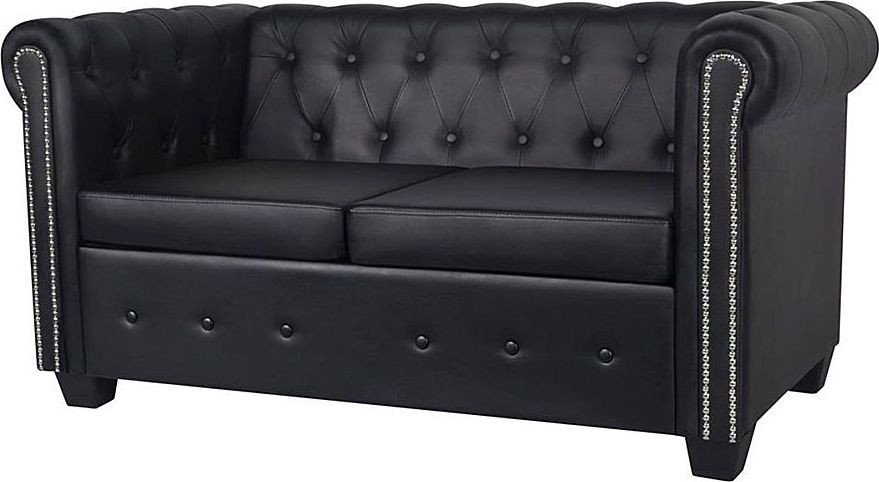 Elior 2-osobowa czarna sofa w stylu Chesterfield - Charlotte 2Q