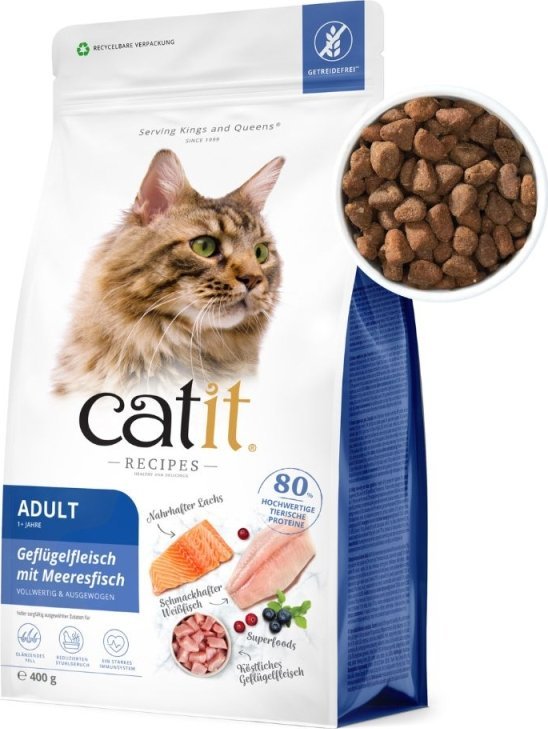 Catit Sucha karma dla kota Catit Recipies Adult Fish z drobiem i rybą 400g
