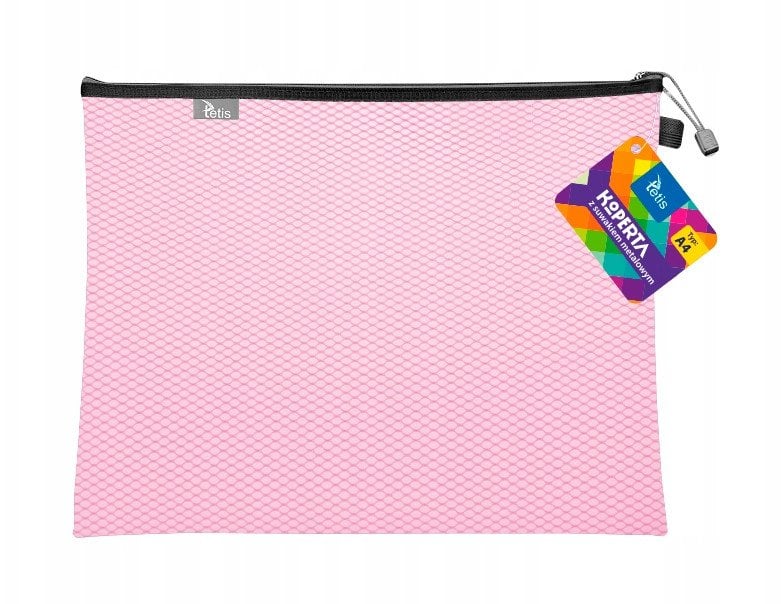 Koperta A4 z suwakiem metalowym różowa BT605-R tetis