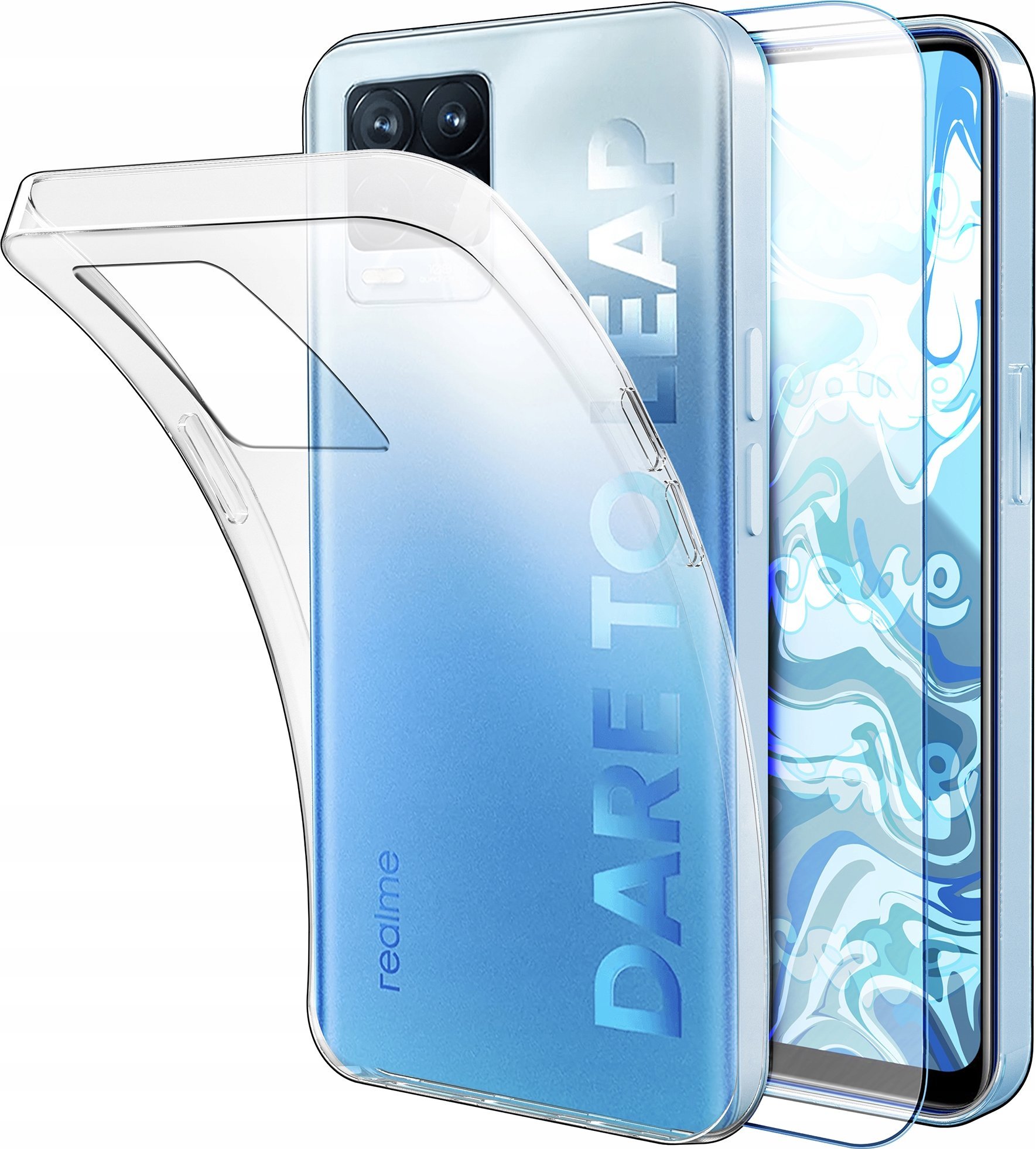 Etui Do Realme 8 / 8 Pro (Przezroczyste, Silikonowe, Ochronne) Szkło 9H