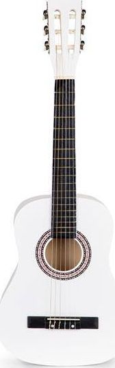 Ecotoys Gitara duża drewniana biała dla dzieci 6 strun ECOTOYS