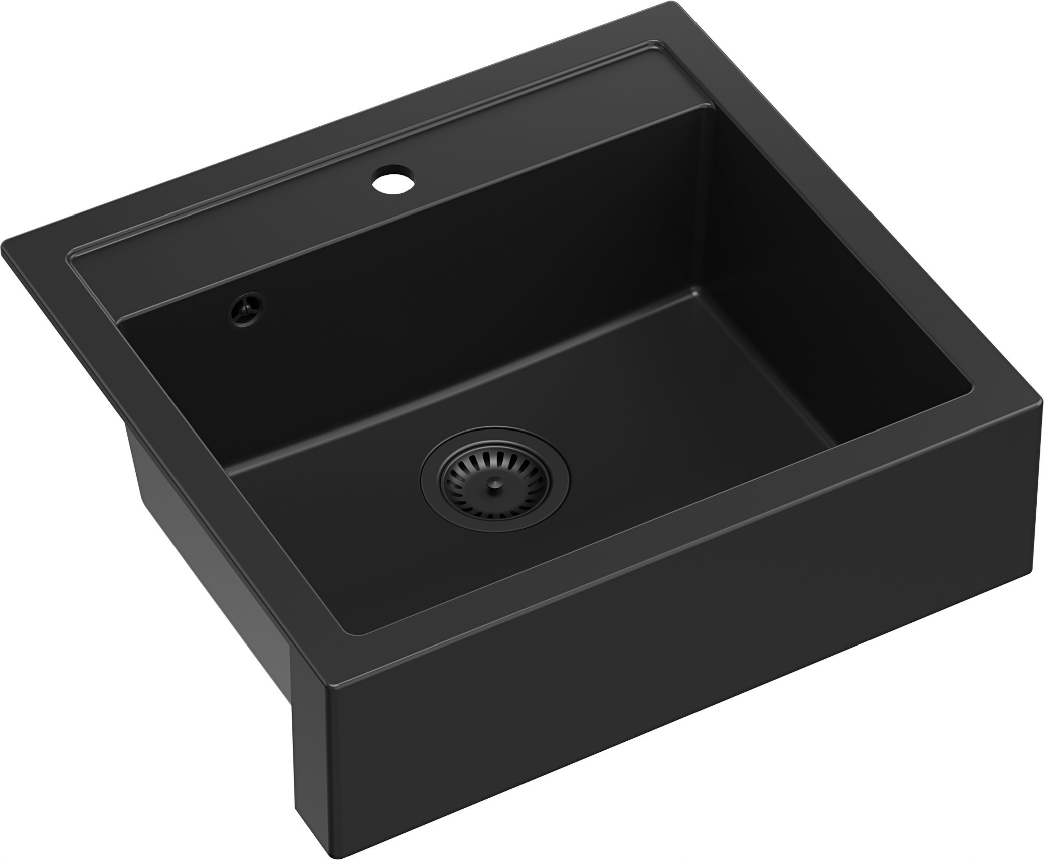 Zlewozmywak GraniteQ Quadron | BILL 110 | kuchenny zlewozmywak granitowy CZARNY | wymiary: 60 x 54 x 20,5 cm | 1-komorowy wpuszczany/podwieszany | pod