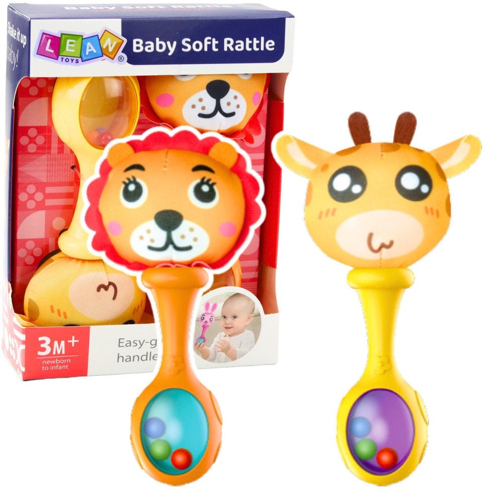 Zestaw Grzechotki Z Miękką Piłeczką Wzorki Żyrafa Lew 2szt