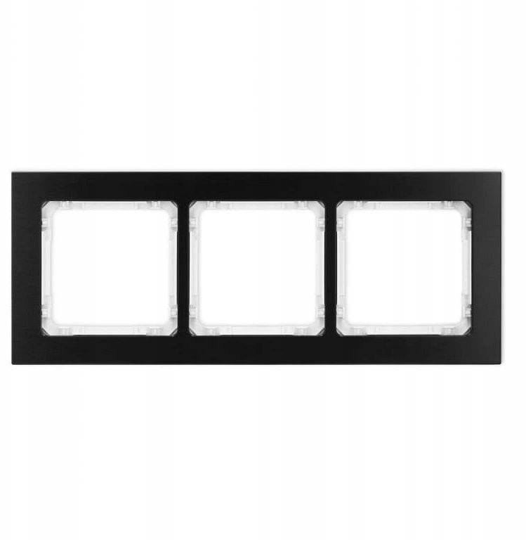 DECO Ramka uniwersalna potrójna - aluminium szczotkowane (ramka: czarna spód: biały) 12-0-DRA-3