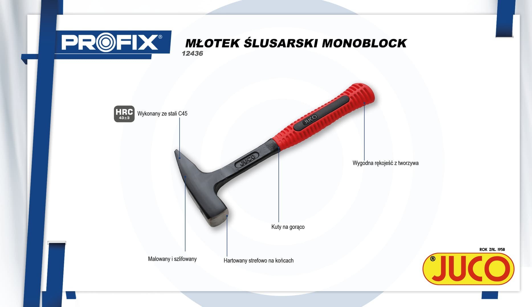 Juco JUCO MŁOTEK ŚLUSARSKI MONOBLOCK 300g