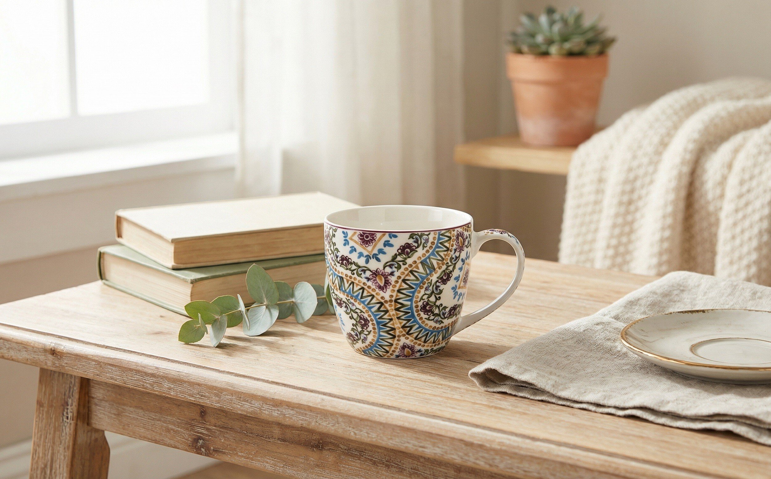 Kubek porcelanowy 460 ml Estrella w koszyczku