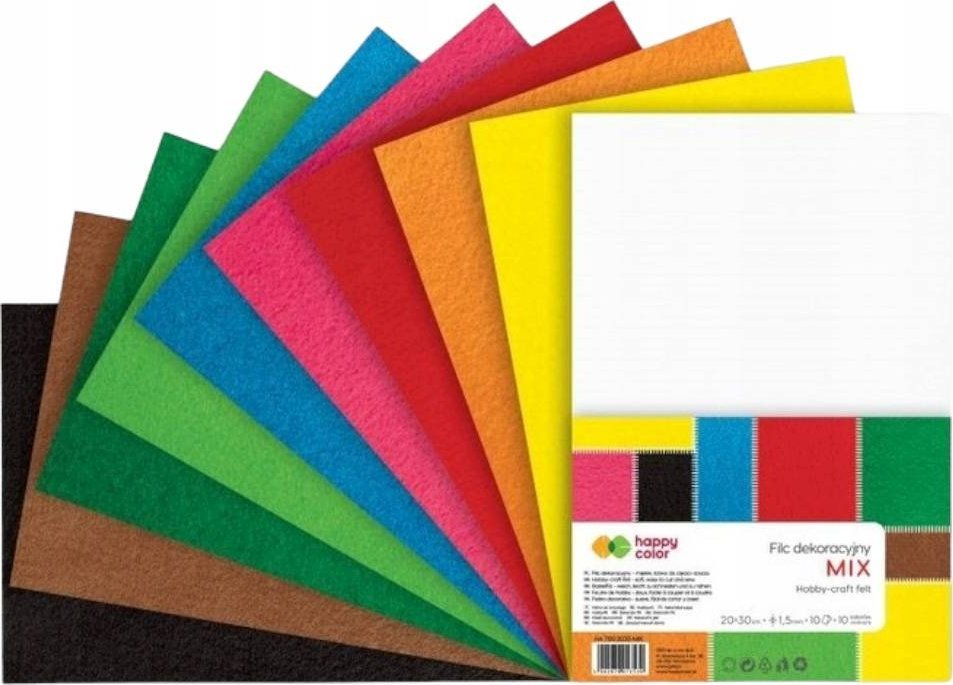 GDD Filc dekoracyjny mix 10kol HAPPY COLOR