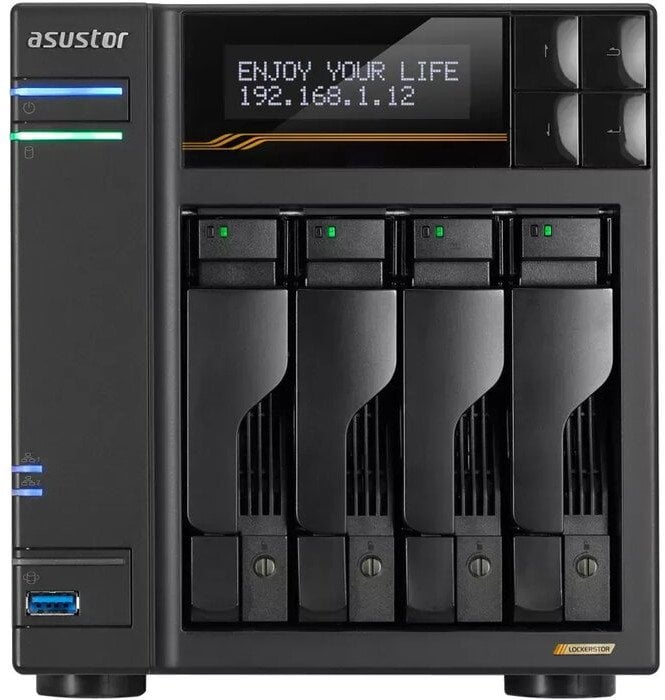 Serwer plików Asustor LOCKERSTOR 4 AS6704T 4-bay, Intel Celeron N5105 Czterordzeniowy 2.0GHz, 8GB RAM DDR4. 4x M.2 PCIe (NVMe), 2x 2.5 GbE. 2x USB 3.2