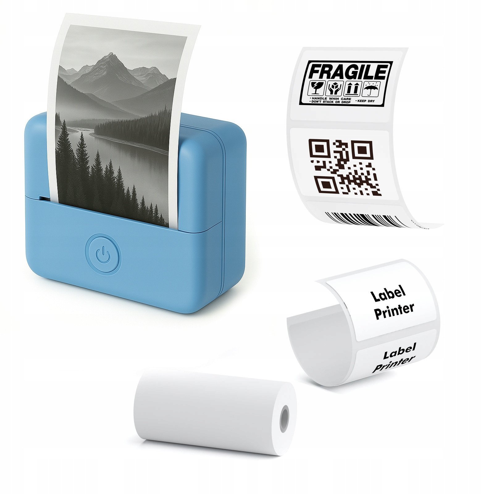 Drukarka Termiczna Bluetooth Do Zdjęć Naklejek Notatek Etykiet Aplikacja Ai / X6 / Niebieski