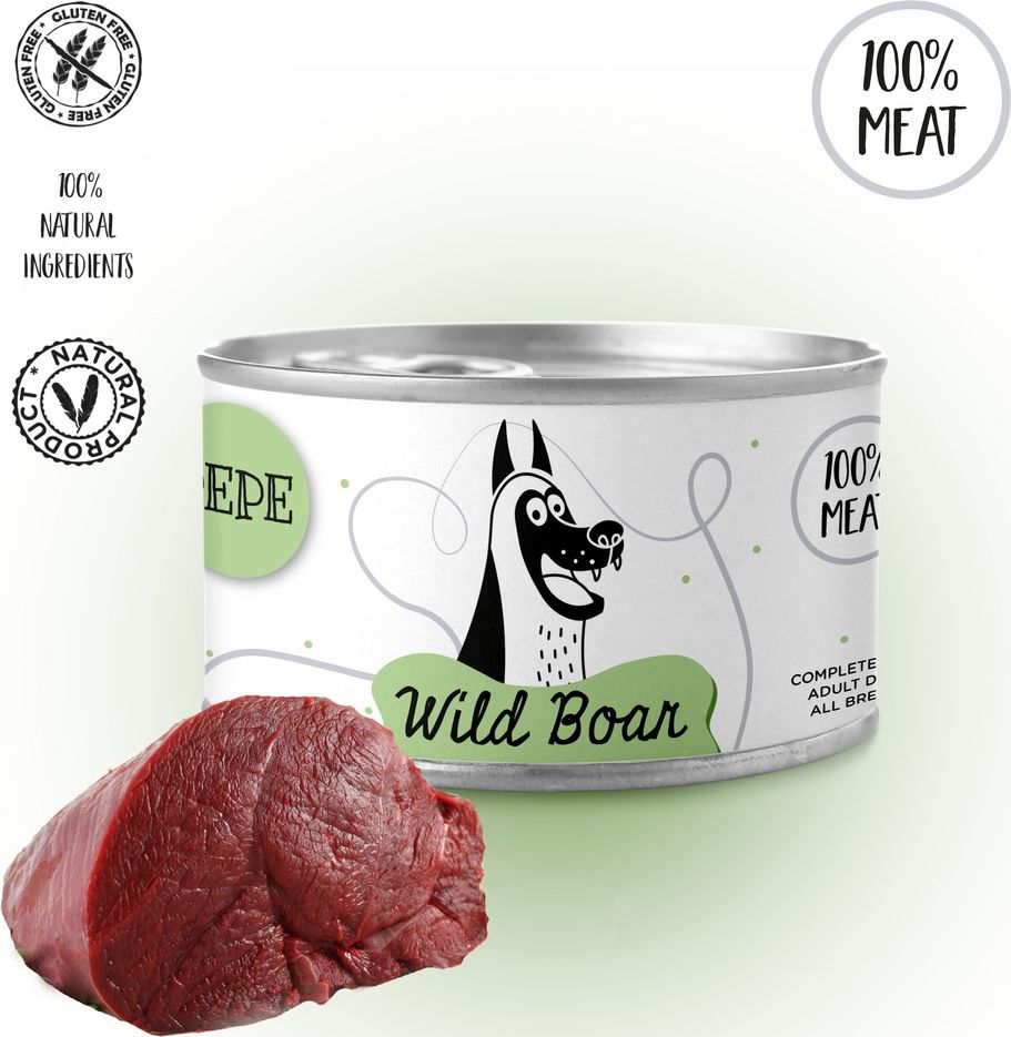 Paka Zwierzaka PEPE Wet Food Wild Boar (dziczyzna) 410g