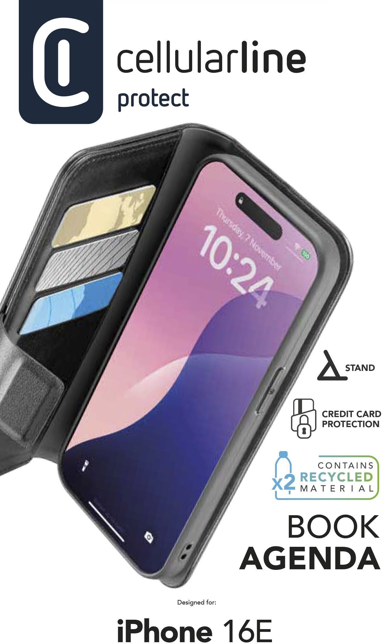 Cellularline 8018080492631 pokrowiec na telefon komórkowy 15,5 cm (6.1") Folio Czarny