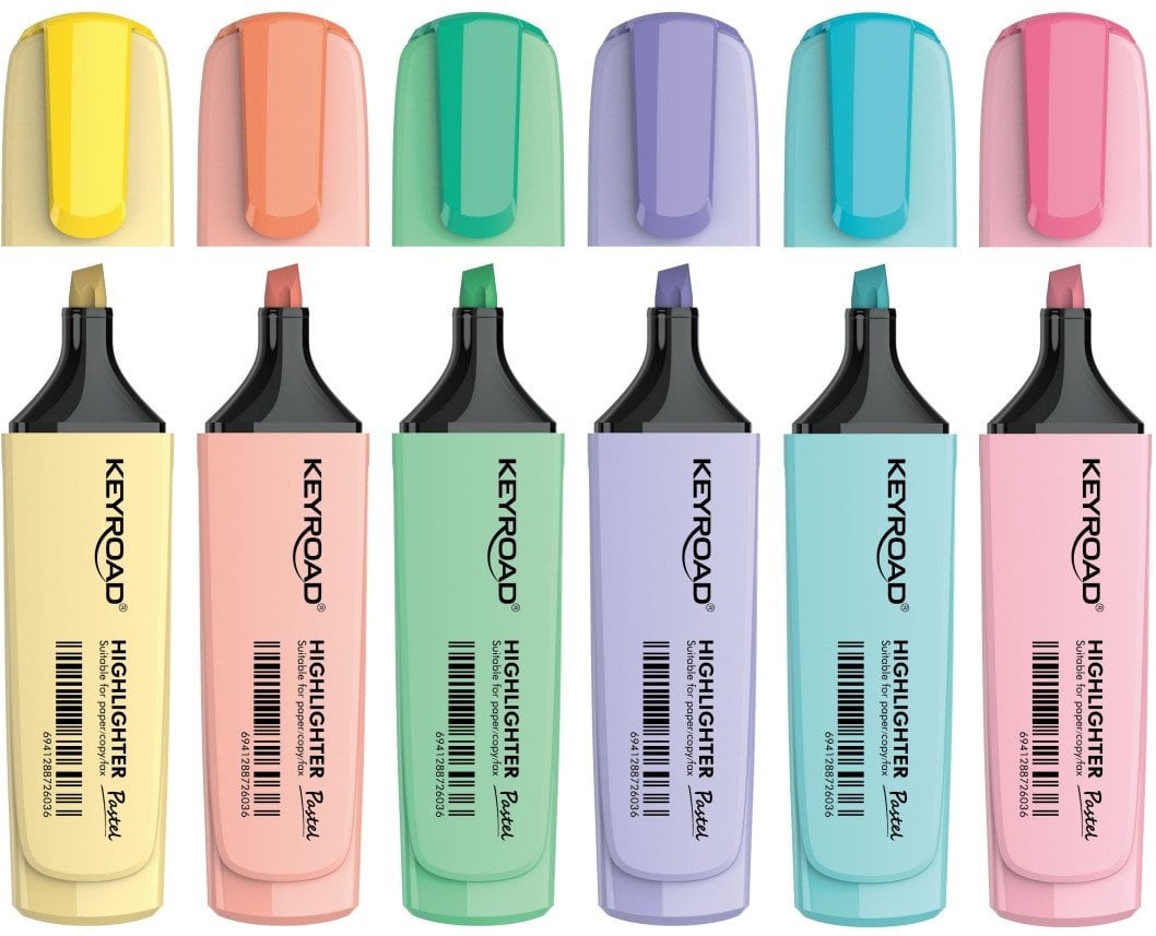 Zakreślacz KEYROAD Pastel, 72 szt., display, mix kolorów