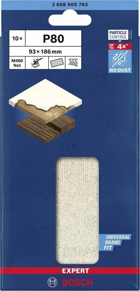 Bosch BOSCH Mesh structure sanding sheet M480 93x186 P80 10x - 2608900743 EXPERT RANGE