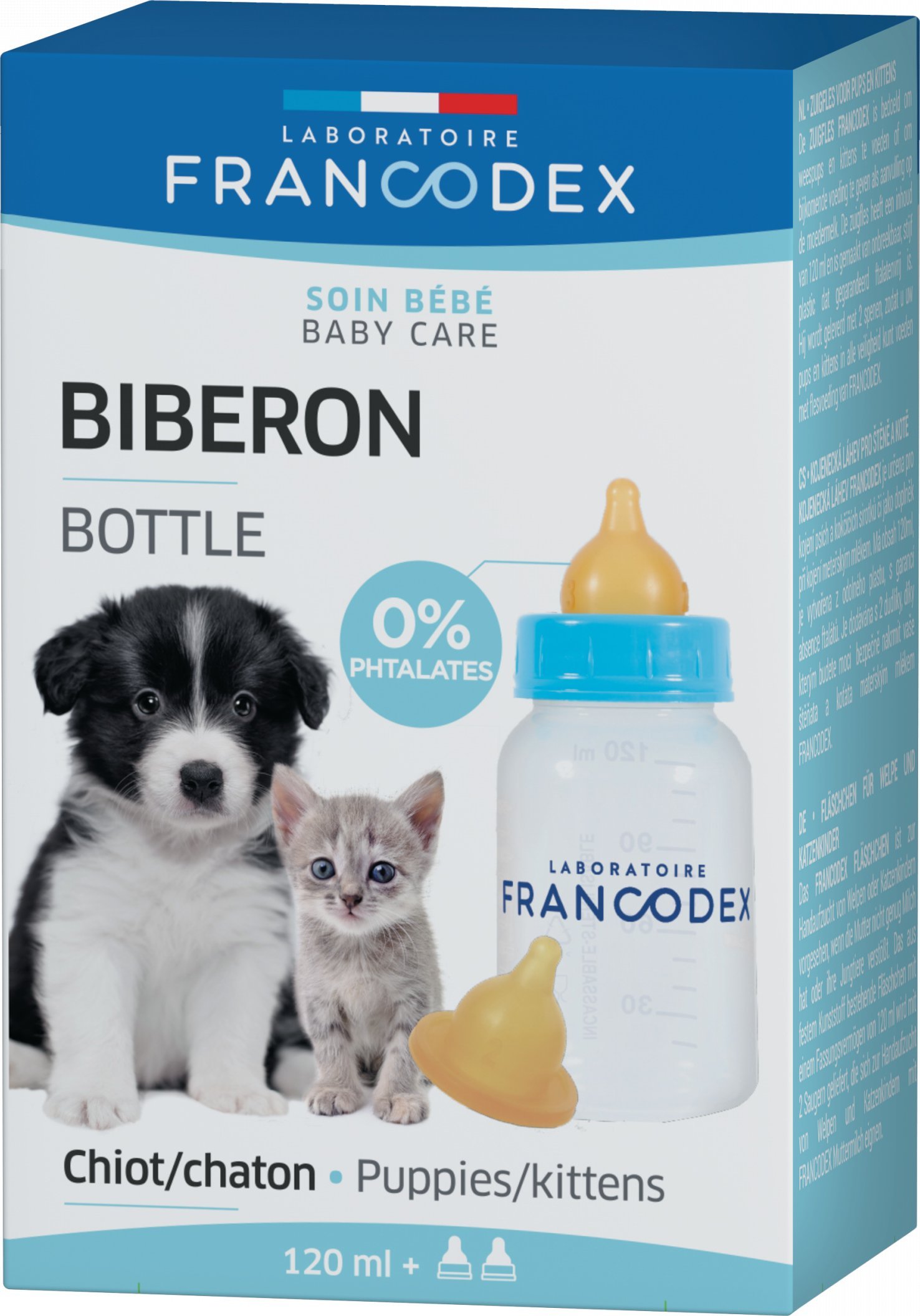 Francodex Butelka do karmienia szczeniąt i kociąt 120 ml + 2 smoczki
