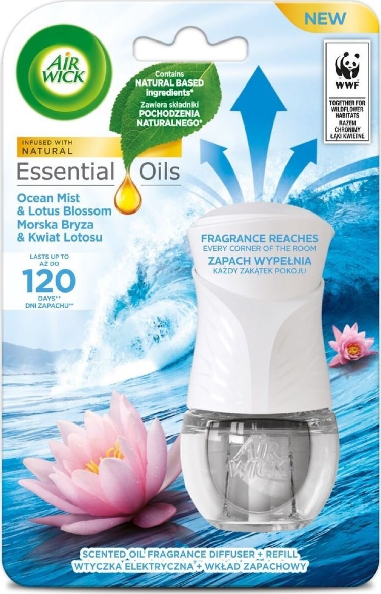 Air Wick Air Wick Elektryczny Odświeżacz Powietrza Morska Bryza i Kwiat Lotosu Komplet 19ML