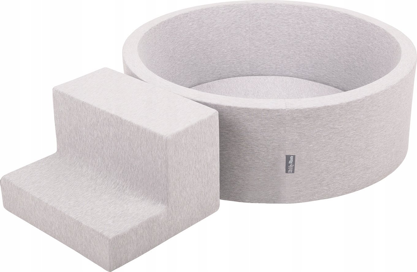 KiddyMoon Piankowy plac zabaw PPZP-OK30D-122 z piłeczkami jasnoszary: biały-szary-mięta basen 200/schodek Zabawka plac zabaw