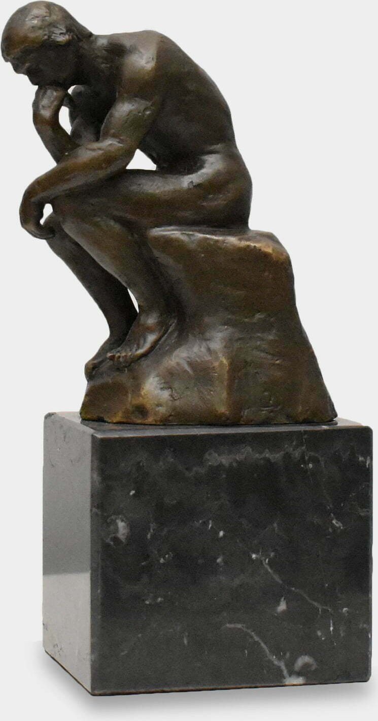 rzezbyzbrazu Myśliciel na Kubicznej Podstawie Rzeźba z Brązu 19 cm