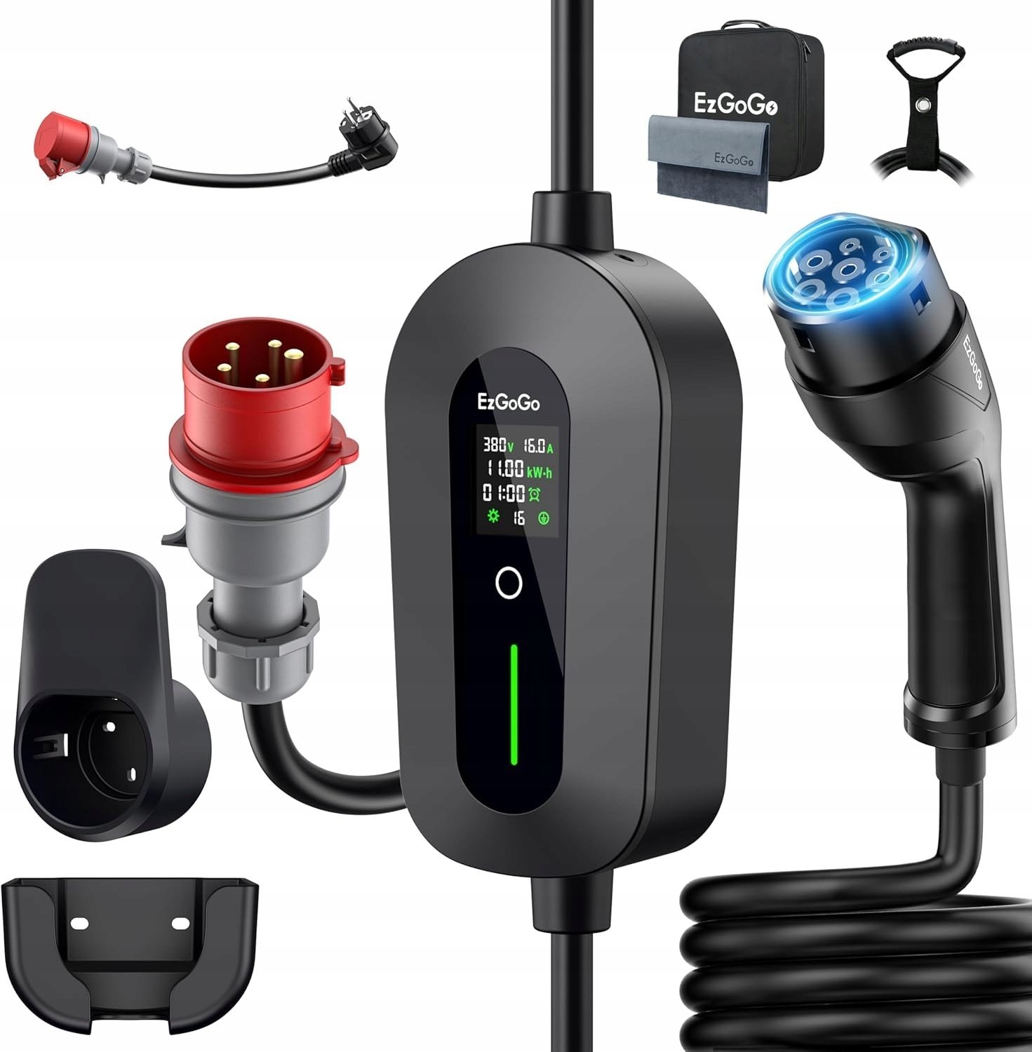 EzGoGo Ładowarka Wallbox 11 kW typ 2 3-fazowa 7m kabel CEE 16 A