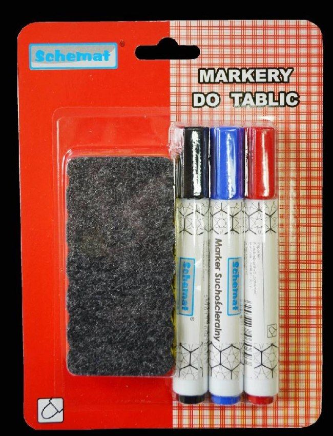 SCHEMAT Markery do tablic 3 szt. + gąbka 0693 Schemat