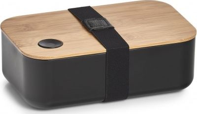 Zeller Pudełko na lunch, plastikowe / bambusowe, czarne, 19,3 x 11,8 x 6,8 cm