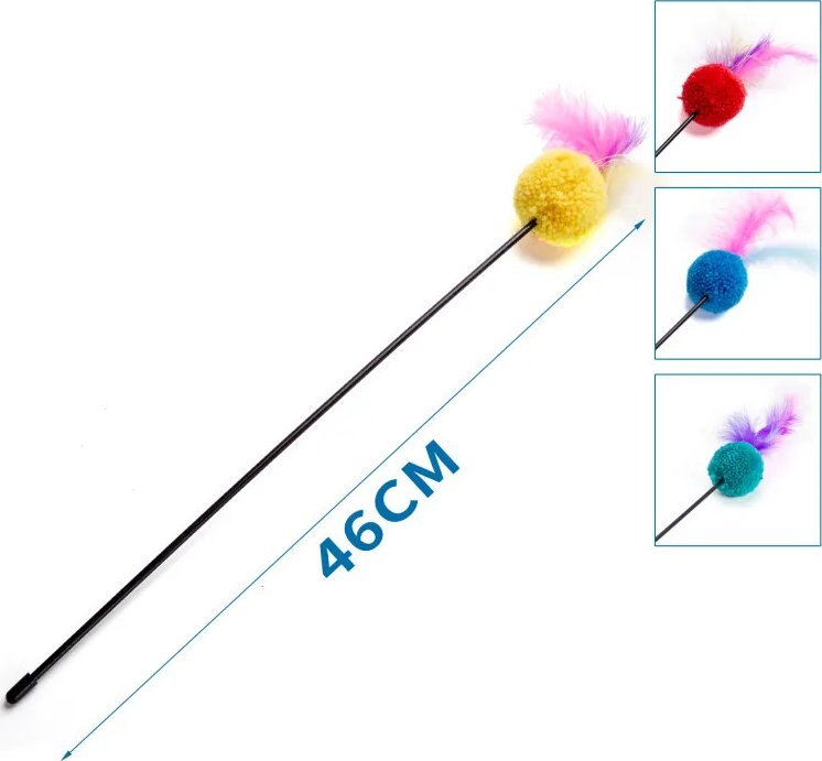 Nobleza Kijek dla kota z piórkami i kolorowymi piłeczkami Kijek dla kota z piórkami i kolorowymi piłeczkami