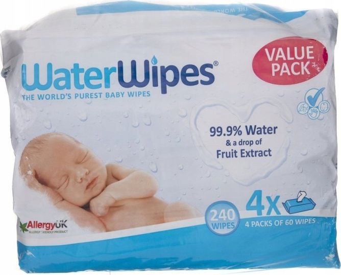 WaterWipes BIO, Chusteczki nawilżane wodne, 60szt.x4