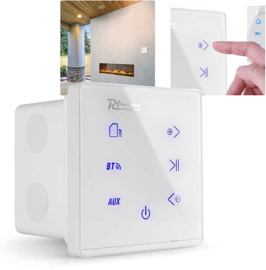 Wzmacniacz audio Powerline A100W BT do montażu ściennego, biały one size