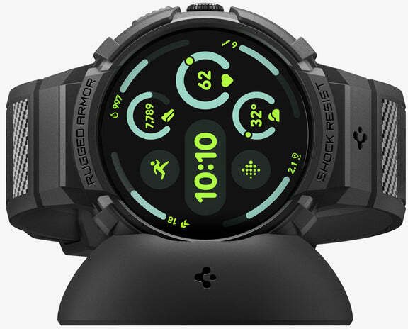 Spigen Rugged Armor Pro + Stand, matte black - Google Pixel Watch 4 45mm