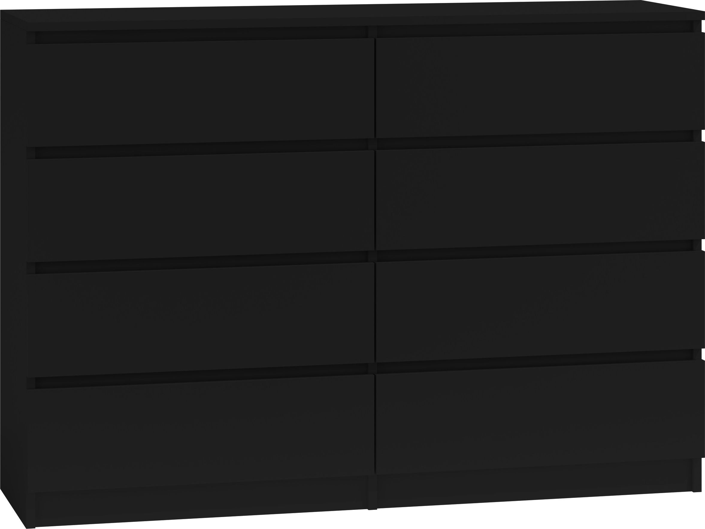 Topeshop KOMODA MALWA 8 SZUFLAD 140 CZERŃ