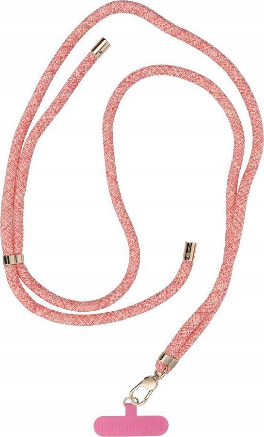 OEM Zawieszka SWING (8mm) do telefonu z regulacją długości / długość sznura 165cm (max 82,5cm w pętli) / na ramię lub szyję - różowo biały