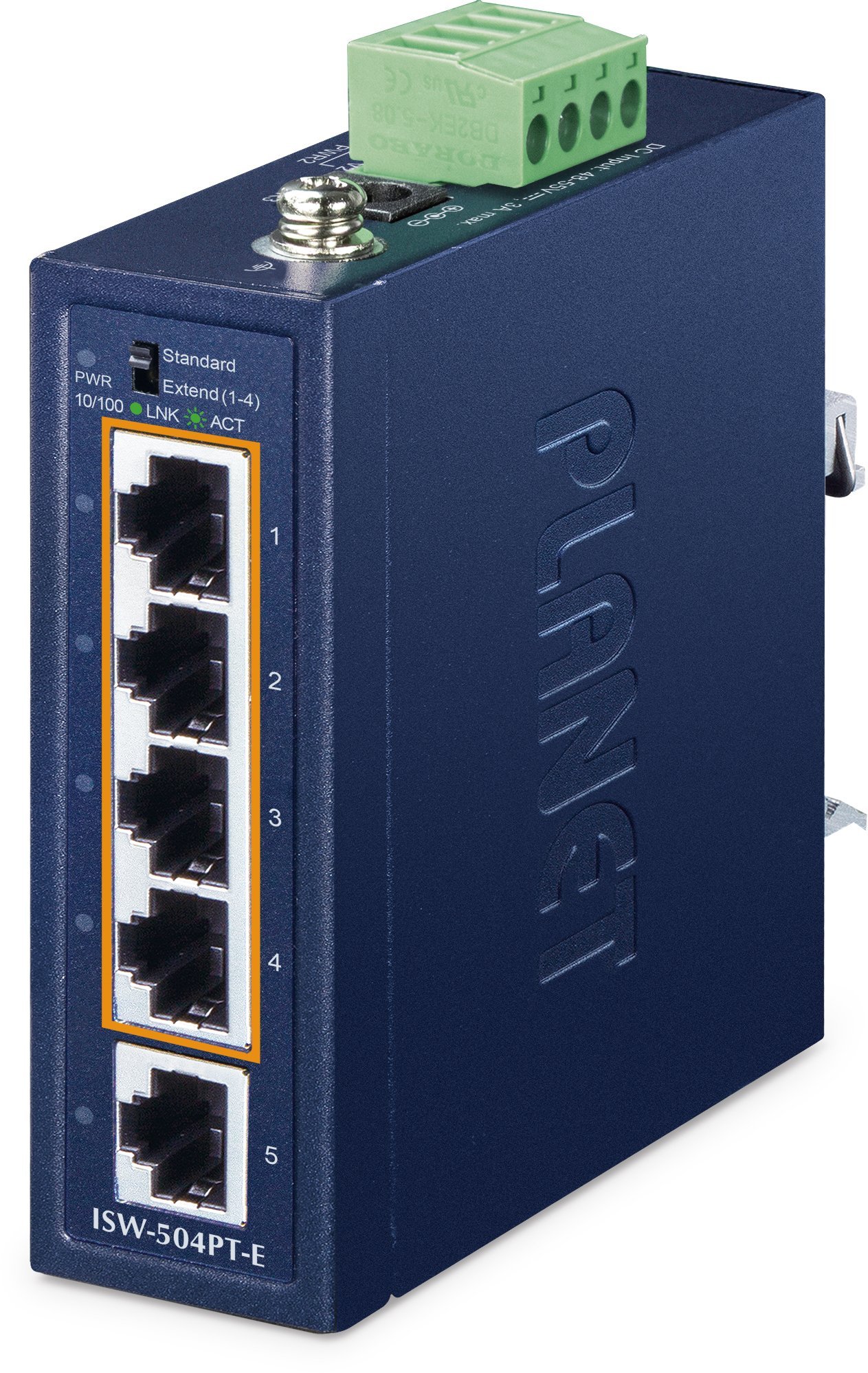 PLANET IP40 Compact size Industrial Nie zarządzany Fast Ethernet (10/100) Niebieski