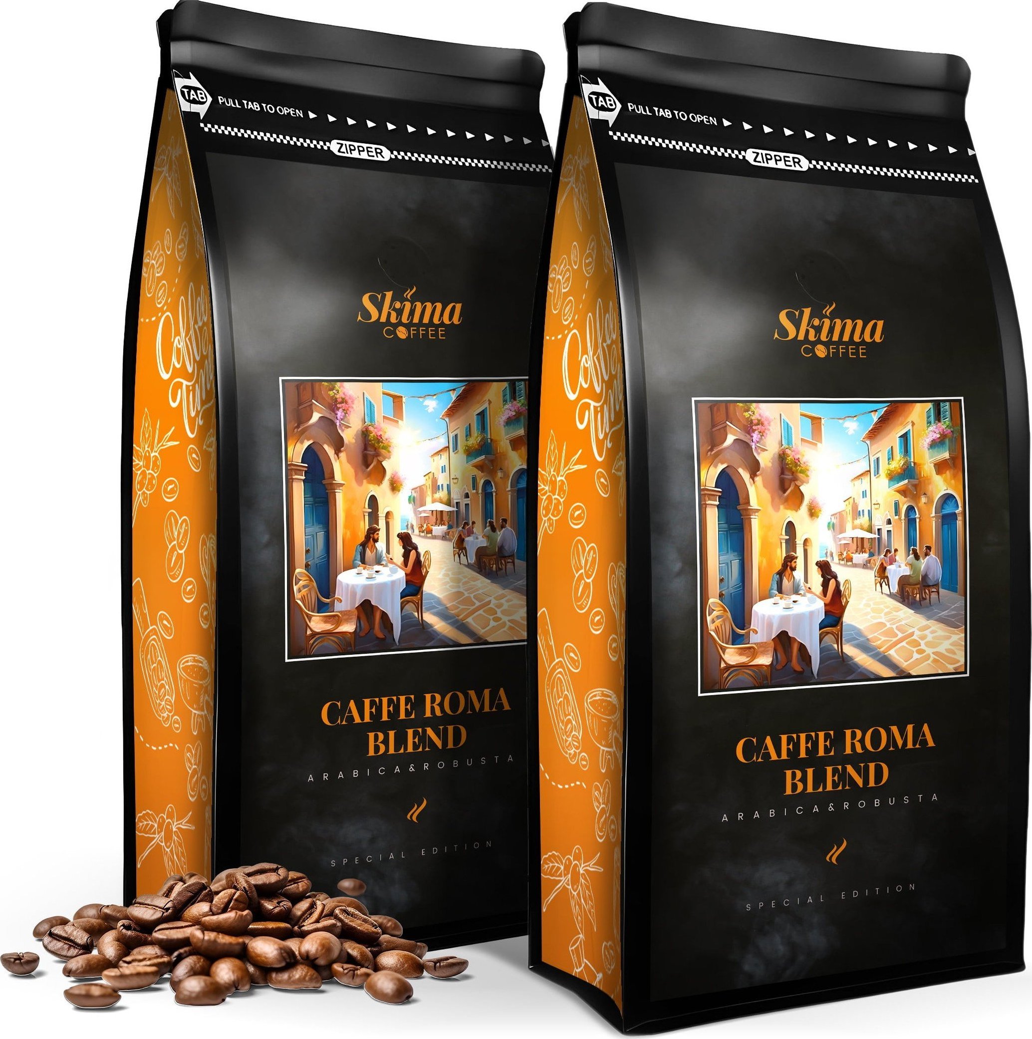 Kawa ziarnista SkimaCoffee Zestaw Kawa ziarnista 1kgX2 CAFFE ROMA BLEND (SPECIAL EDITION) Świeżo Palona do ekspresu
