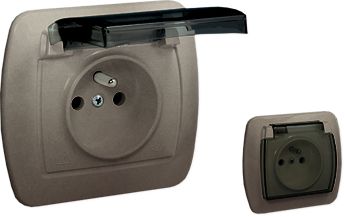 Kontakt-Simon Gniazdo hermetyczne Akord pojedyncze z/u 16A IP44 z klapką dymną satyna metalizowana (AGZ1Be/29a)