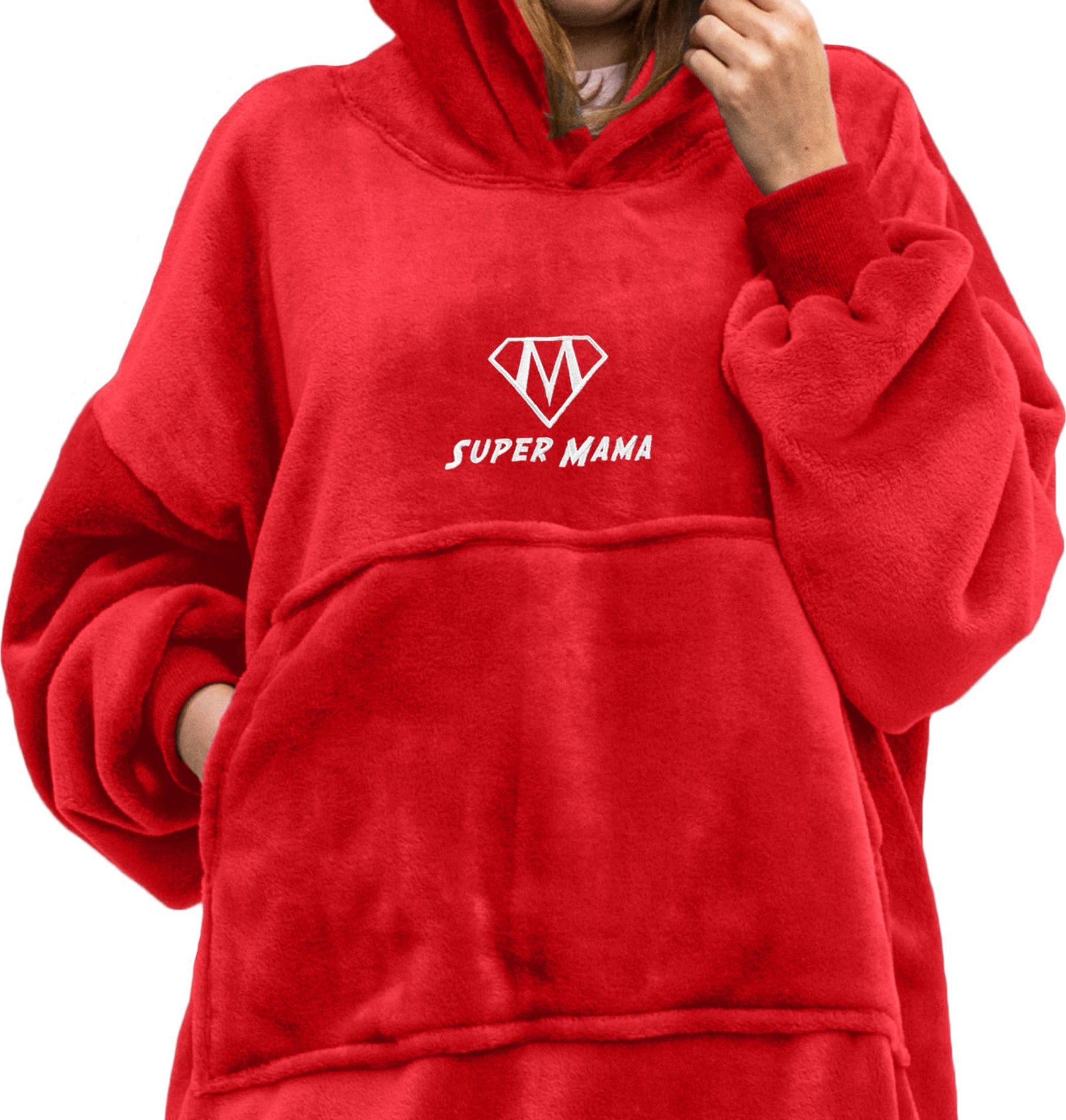 Froster Bluzair SUPER MAMA - Bluza koc - Czerwony - prezent dla mamy - dzień mamy