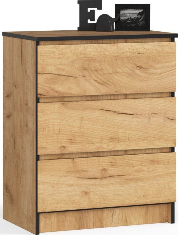Fabryka Mebli Akord Komoda do salonu K 60 cm 3 szuflady - dąb craft