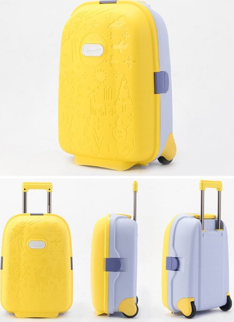Costway Walizka podróżna dla dzieci na kółkach bagaż podręczny żółty