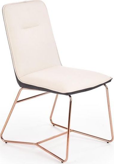 Halmar Krzesło k-390 krem/ciemny popiel/złoty tkanina/eco skóra/chrom Halmar