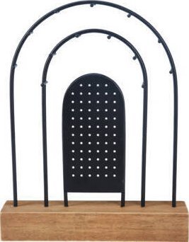Home Styling Collection Metalowy stojak na biżuterię, drewniana podstawka, 18 x 4,5 cm