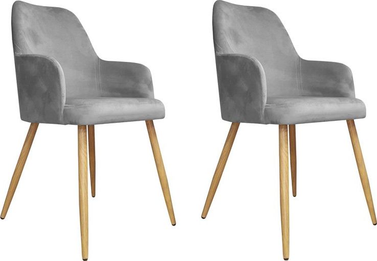 Atos Zestaw krzeseł WEZERA VELVET 2 szt szare/dąb