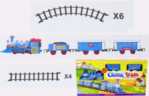 LeanToys Zestaw Pociąg 3 Wagony Na Baterie Tory Efekty Świetlne i Dźwiękowe