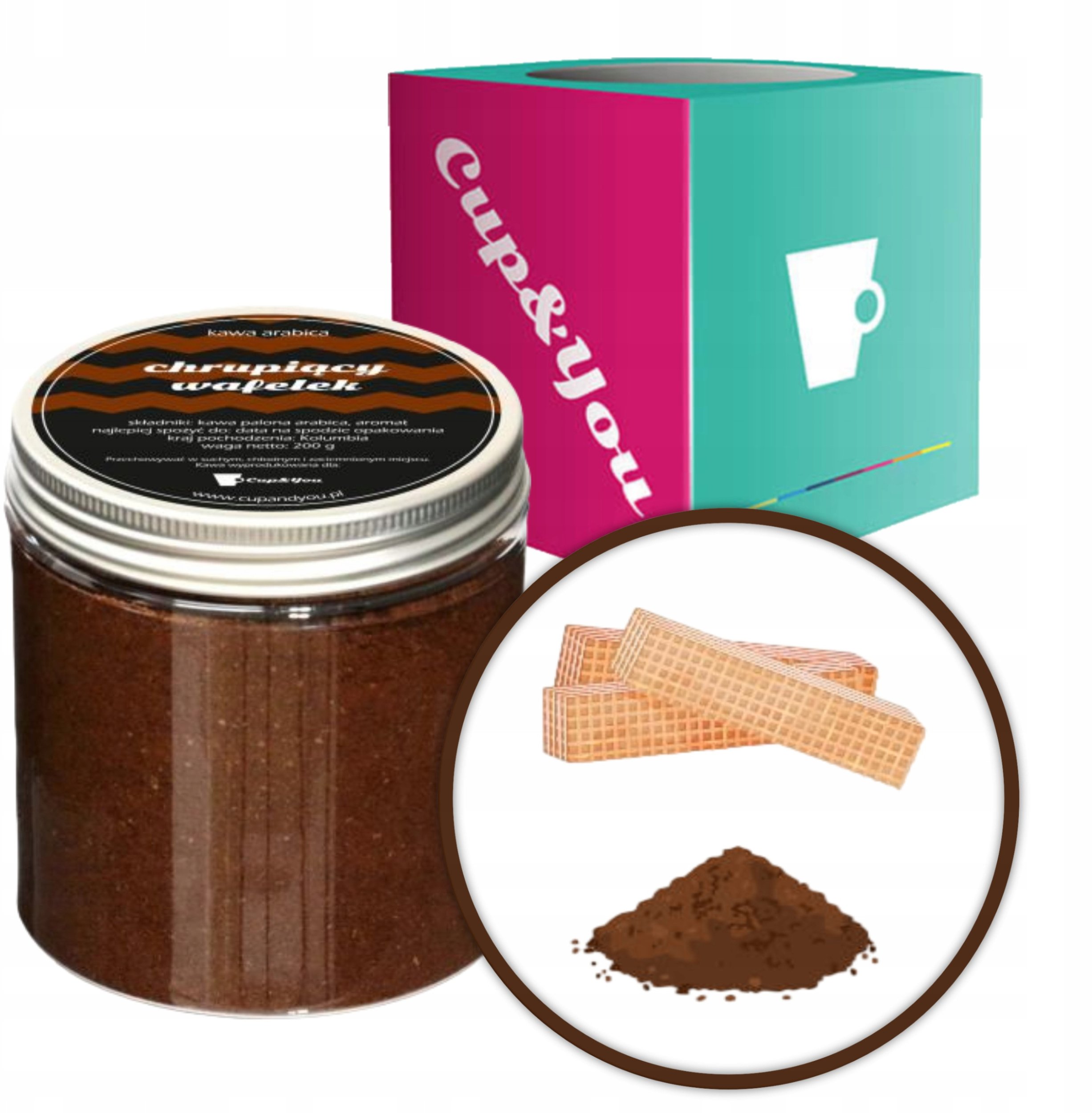 Kawa aromatyzowana MIELONA smak CHRUPIĄCY WAFELEK ARABICA PREMIUM 200g na prezent upominek dla kobiety mężczyzny faceta mamy taty żony męża