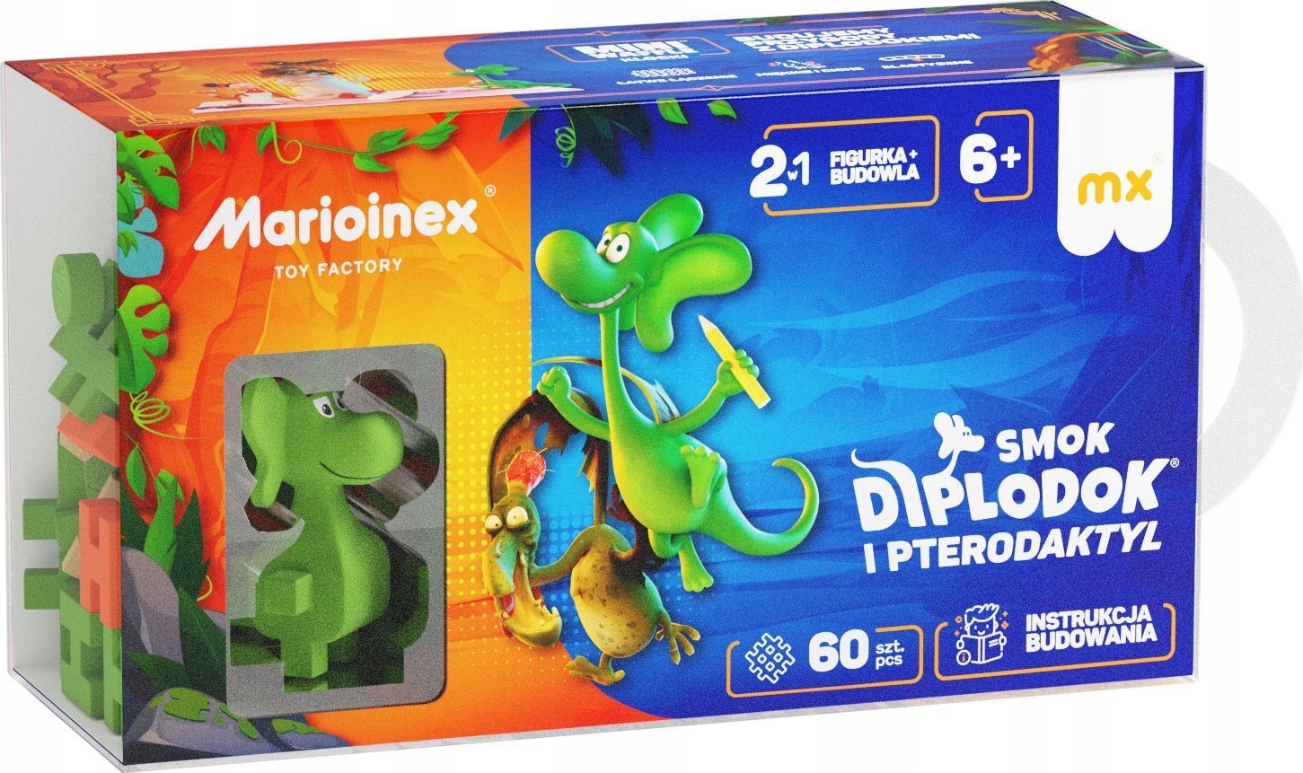 Marioinex Marioinex Waffle Smok DIPLODOK i Pterodaktyl - klocki konstrukcyjne 60 el