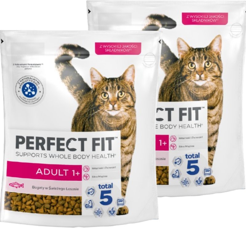 PERFECT FIT (Adult 1+) 2x 750g Bogaty w łososia - sucha karma dla kota dorosłego